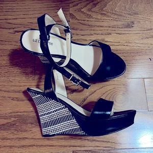 Black and white Liz Claiborne wedge shoes